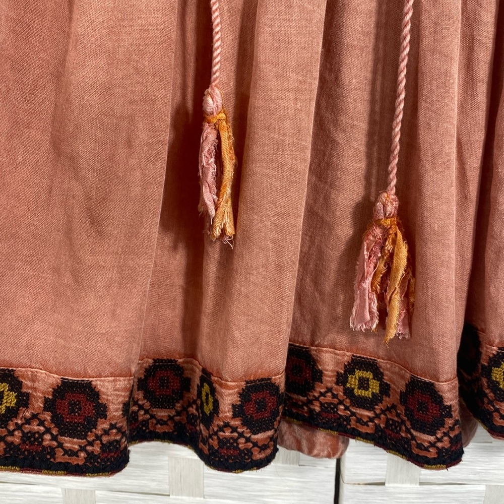 Rachel Zoe Sun Washed Salmon Embroidered Sleeveless Boho Swing Tank Size‎ Small - Picture 5 of 13